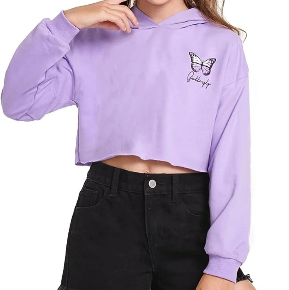 Girls cropped butterfly hoodie - Picture 1 of 4